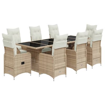 vidaXL Set de mesa y sillas de jardín 5 pzas y cojines ratán PE beige