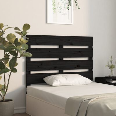 vidaXL Cabecero de cama madera maciza de pino negro 100x3x80 cm