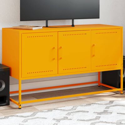 vidaXL Mueble para TV de acero amarillo mostaza 100,5x39x60,5 cm