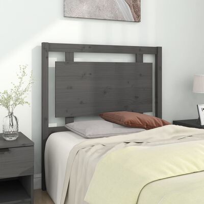 vidaXL Cabecero de cama madera maciza de pino gris 95,5x4x100 cm