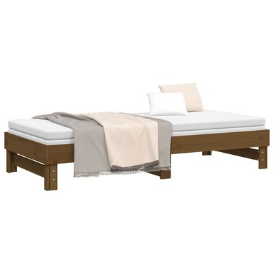 vidaXL Sofá cama extraíble madera de pino marrón miel 2x(80x200) cm