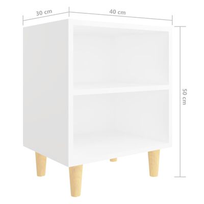 vidaXL Mesitas de noche patas madera maciza blanca 2 uds 40x30x50 cm