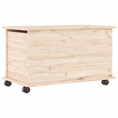 vidaXL Baúl de almacenaje con ruedas ALTA madera maciza 73x39,5x44 cm