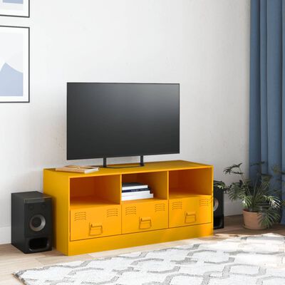 vidaXL Mueble para TV de acero amarillo mostaza 99x39x44 cm