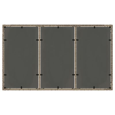 vidaXL Mesa de jardín superficie de vidrio ratán PE gris 150x90x75 cm