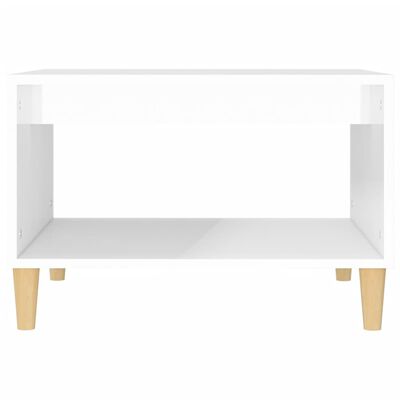 vidaXL Mesa de centro madera contrachapada blanco brillo 60x50x40 cm