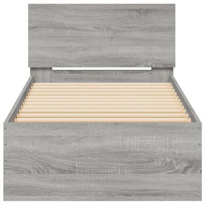 vidaXL Estructura de cama cabecero luces LED gris Sonoma 90x200 cm