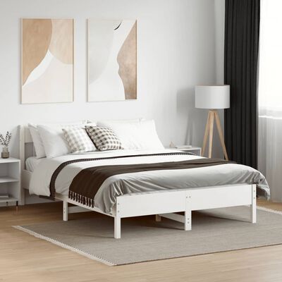 vidaXL Estructura de cama sin colchón madera de pino blanca 120x200 cm