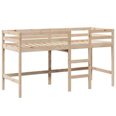 vidaXL Cama alta con escalera y techo madera maciza de pino 80x200 cm