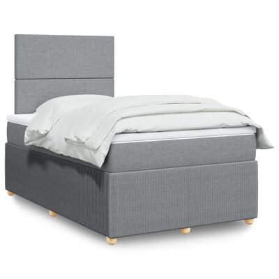 vidaXL Cama box spring con colchón tela gris claro 120x200 cm