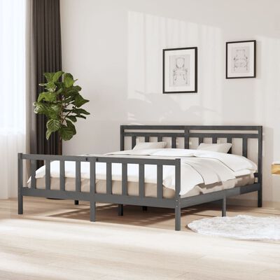 vidaXL Estructura de cama de madera maciza gris 200x200 cm