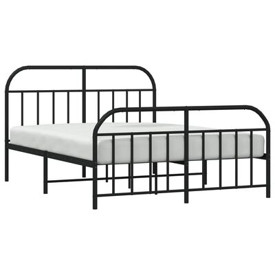 vidaXL Estructura de cama cabecero y estribo metal negro 140x200 cm