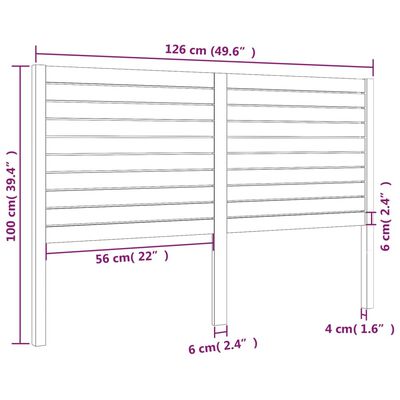 vidaXL Cabecero de cama madera maciza de pino gris 126x4x100 cm