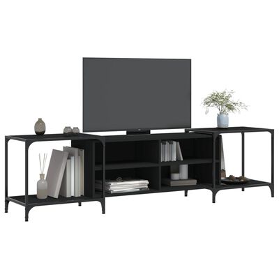 vidaXL Mueble de TV madera de ingeniería negro 203x37x50 cm