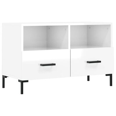 vidaXL Mueble de TV madera contrachapada blanco brillo 80x36x50 cm