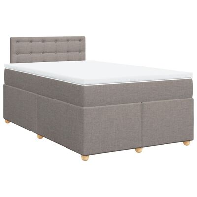 vidaXL Cama box spring con colchón tela gris taupe 120x200 cm