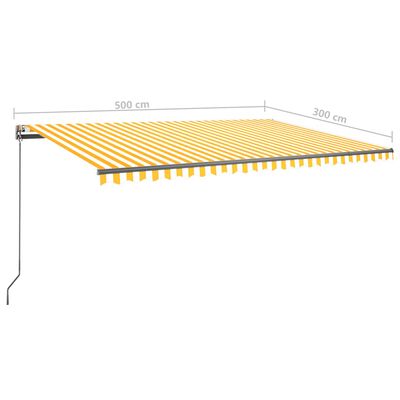 vidaXL Toldo de pie automático amarillo y blanco 500x300 cm