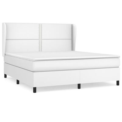 vidaXL Cama box spring con colchón cuero sintético blanco 160x200 cm