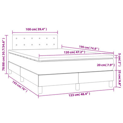 vidaXL Cama box spring con colchón terciopelo gris oscuro 120x190 cm