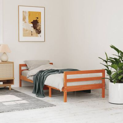 vidaXL Estructura de cama sin colchón madera maciza marrón 90x190 cm