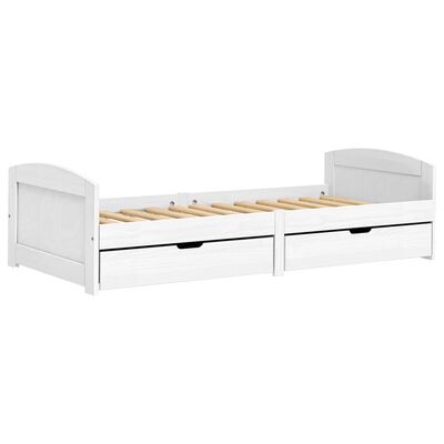 vidaXL Sofá cama con 2 cajones madera maciza pino blanca IRUN 90x200cm