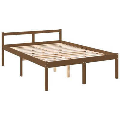 vidaXL Cama para personas mayores cabecero madera maciza marrón miel