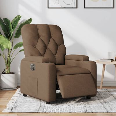 vidaXL Sillón reclinable eléctrico de tela marrón