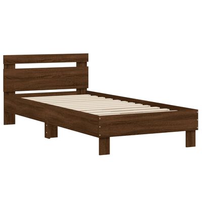 vidaXL Estructura cama con cabecero sin colchón marrón roble 75x190 cm