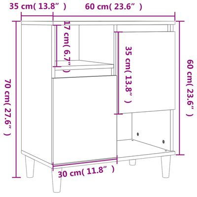 vidaXL Aparador de madera contrachapada gris hormigón 60x35x70 cm