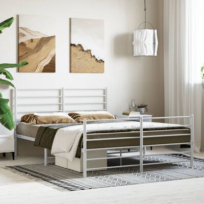 vidaXL Estructura cama sin colchón con estribo metal blanco 120x200 cm