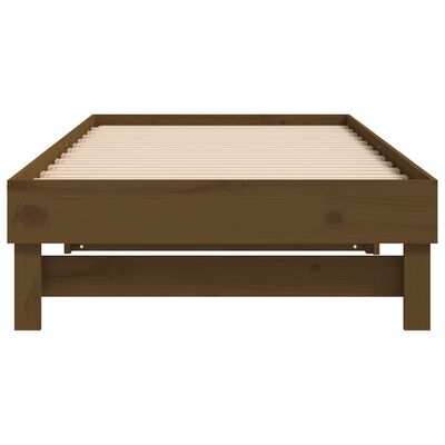 vidaXL Sofá cama extraíble madera maciza de pino marrón 2x(100x200) cm