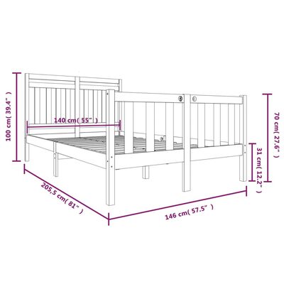 vidaXL Estructura de cama de madera maciza 140x200 cm