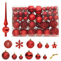 vidaXL Juego de bolas de Navidad 111 pzas poliestireno rojo