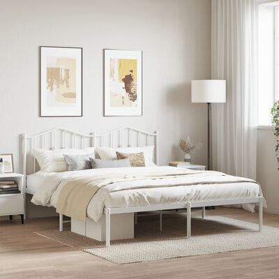 vidaXL Estructura cama sin colchón con cabecero metal blanco 183x213cm