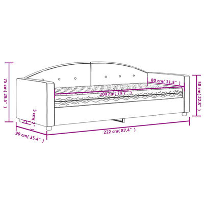 vidaXL Sofá cama con colchón terciopelo amarillo 80x200 cm