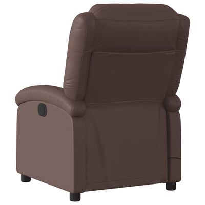 vidaXL Sillón de masaje reclinable eléctrico cuero sintético marrón