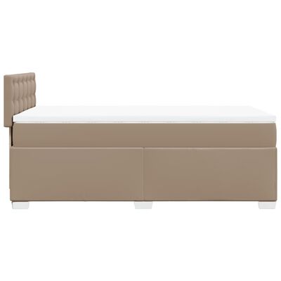 vidaXL Cama box spring con colchón cuero sintético capuchino 100x200cm