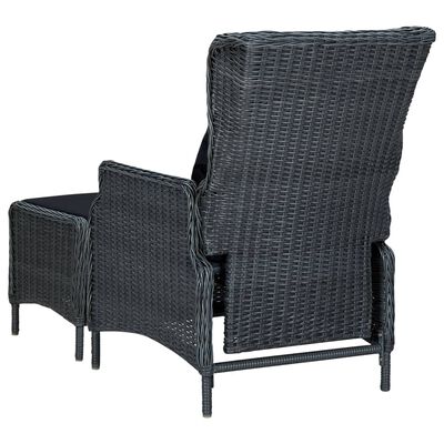 vidaXL Silla de jardín reclinable con reposapiés ratán PE gris oscuro