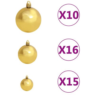 vidaXL Árbol de Navidad preiluminado con luces y bolas blanco 240 cm