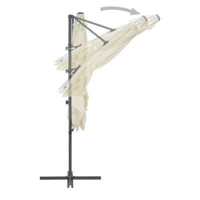 vidaXL Sombrilla voladiza con poste de acero 250x250 cm arena