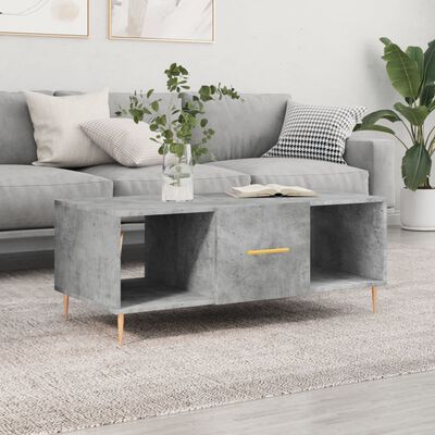 vidaXL Mesa de centro madera contrachapada gris hormigón 102x50x40 cm