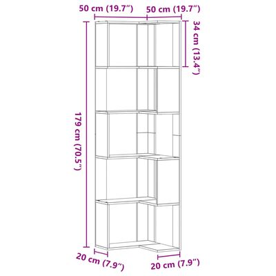 vidaXL Estantería de esquina 5 niveles madera roble Sonoma 50x50x179cm