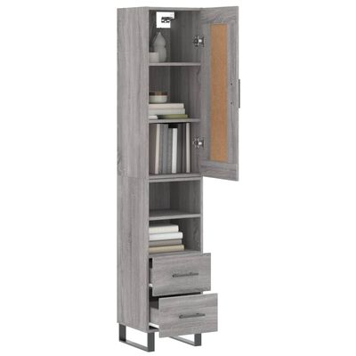 vidaXL Aparador alto madera contrachapada gris Sonoma 34,5x34x180 cm