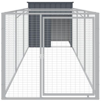 vidaXL Caseta perros con corral acero galvanizado gris 110x405x110 cm