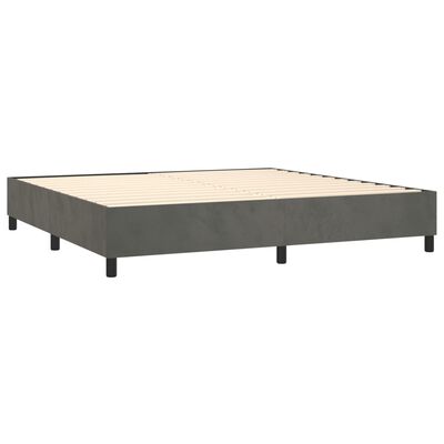 vidaXL Cama box spring colchón y LED terciopelo gris oscuro 200x200 cm