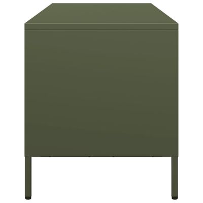 vidaXL Mueble TV acero laminado en frío verde oliva 101,5x39x43,5 cm