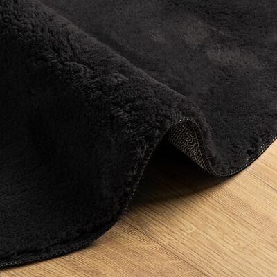 vidaXL Alfombra de pelo corto suave lavable HUARTE negro Ø 120 cm