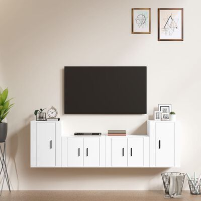 vidaXL Set de muebles para TV 4 piezas madera contrachapada blanco