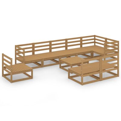 vidaXL Muebles de jardín 10 piezas marrón miel madera maciza de pino