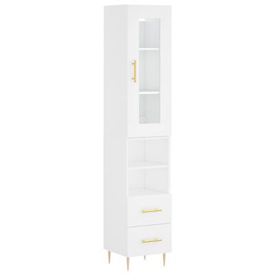 vidaXL Aparador alto madera contrachapada blanco 34,5x34x180 cm